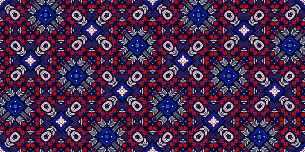 Folkart Quilt Traditional Border Patchwork Red White Blue Trendy Trim —  Fotos de Stock