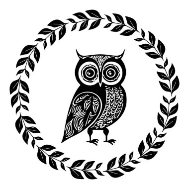 Cute owl vector illustration. Low brow ornithology wildlife motif