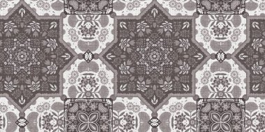 Country cottage grey intricate damask seamless border. 2 Tone french style ribbon. Simple rustic fabric textile for shabby chic patchwork