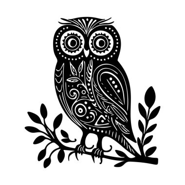 Cute owl vector illustration. Low brow ornithology wildlife motif
