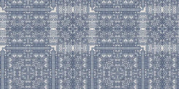Farm House Blue Intricate Damask Seamless Border Tonal French Country — 图库照片