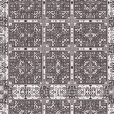 Country cottage grey intricate damask seamless pattern. 2 Tone french style background. Simple rustic fabric textile for shabby chic patchwork