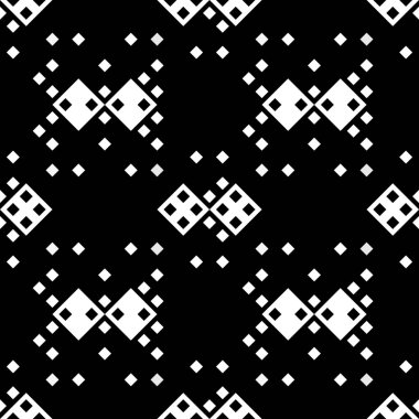 Monokrom piksel dikişsiz desen. Dijital arkaplan için retro biçiminde Geometrik retro tasarımı