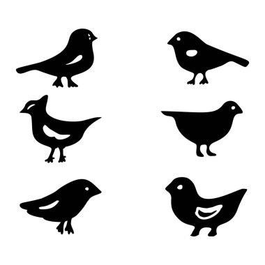 Şirin çocuklar için bir grup vektör kuş motifi. Bahçe bülbülü vahşi yaşam koleksiyonu