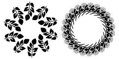 Çiçek desenli çelenk çizimi. Botanik düğün davetiyesi için antika vektör çerçevesinin vektör koleksiyonu