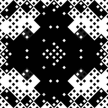 Monokrom piksel dikişsiz desen. Dijital arkaplan için retro biçiminde Geometrik retro tasarımı