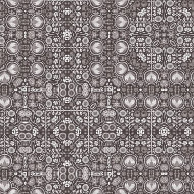 French style grey intricate damask seamless pattern. 2 Tone country cottage background. Simple rustic fabric textile for shabby chic patchwork.