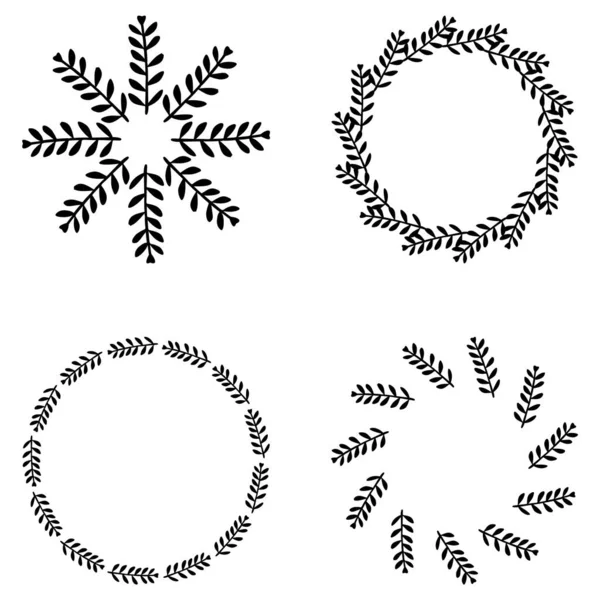 Ornate Floral Wreath Illustration Set Vector Collection Delicate Vector Frame — Stock Vector