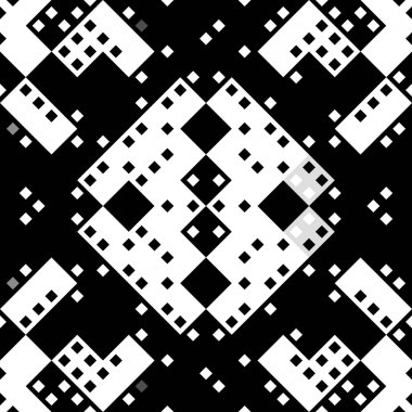 Monokrom piksel dikişsiz desen. Dijital arkaplan için retro biçiminde Geometrik retro tasarımı