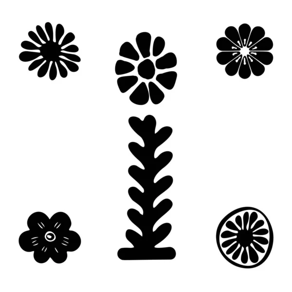 Векторні Квіти Каракулі Векторна Колекція Піктограм Набір Квіткового Мотиву Стилі — стоковий вектор