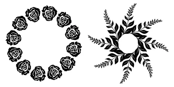 Набор Декоративных Цветочных Венков Векторная Коллекция Векторной Рамы Ботанического Приглашения — стоковый вектор