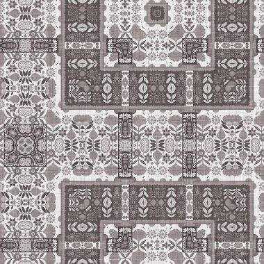 Country cottage grey intricate damask seamless pattern. 2 Tone french style background. Simple rustic fabric textile for shabby chic patchwork