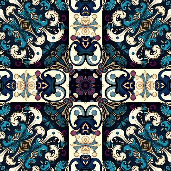 Ornamental Victorian Seamless Wallpaper Roccoco Style Repeat Tile Ornate Botanical — Stock Photo, Image