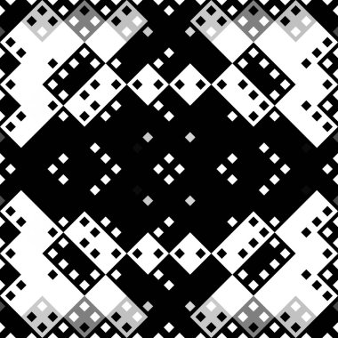 Monokrom piksel dikişsiz desen. Dijital arkaplan için retro biçiminde Geometrik retro tasarımı