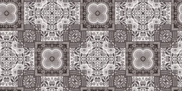 Country Cottage Grey Intricate Damask Seamless Border Tone French Style — Stock Fotó