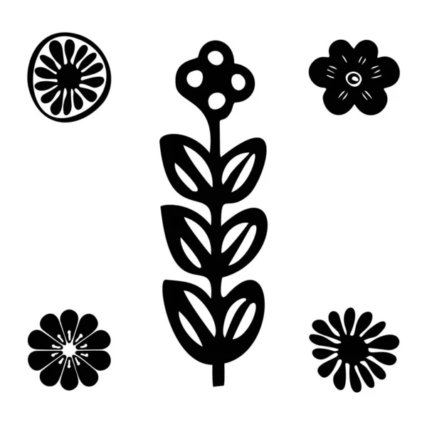 Векторні Квіти Каракулі Векторна Колекція Піктограм Набір Квіткового Мотиву Стилі — стоковий вектор