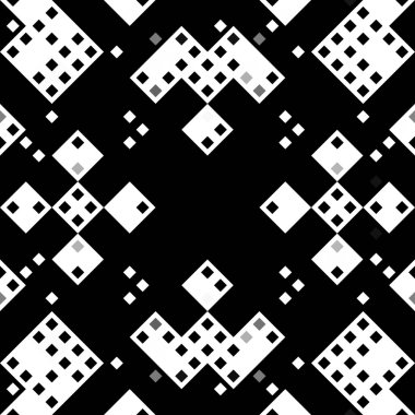 Monokrom piksel dikişsiz desen. Dijital arkaplan için retro biçiminde Geometrik retro tasarımı