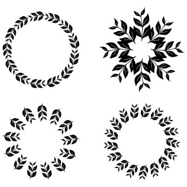 Çiçek desenli çelenk çizimi. Düğün daveti için hassas vektör çerçevesinin vektör koleksiyonu