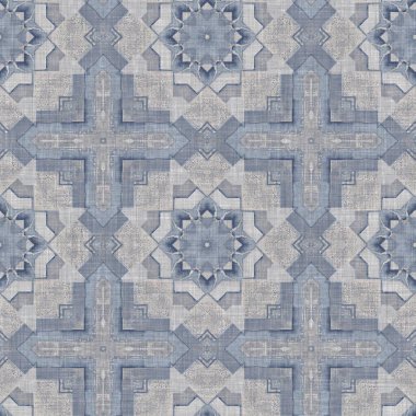 Traditional grey mosaic seamless pattern print. Fabric effect mexican patchwork damask grid Square shape symmetrical background textile . Creative colorful graphic design