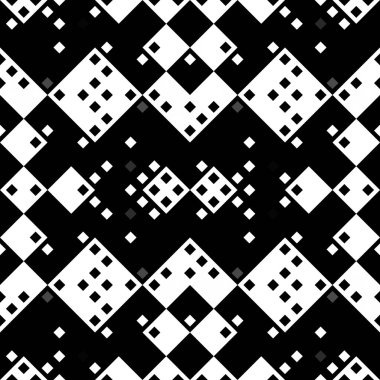 Monokrom piksel dikişsiz desen. Dijital arkaplan için retro biçiminde Geometrik retro tasarımı