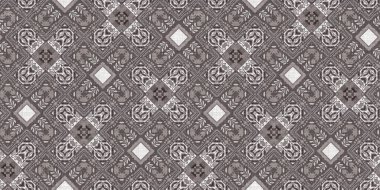 Country cottage grey intricate damask seamless border. 2 Tone french style ribbon. Simple rustic fabric textile for shabby chic patchwork