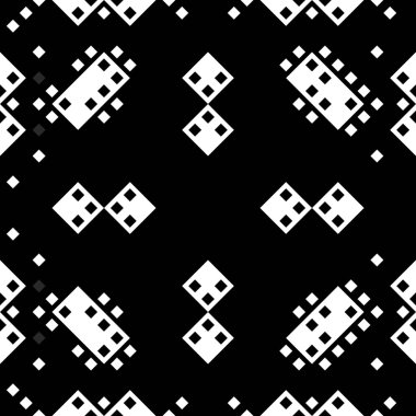 Monokrom piksel dikişsiz desen. Dijital arkaplan için retro biçiminde Geometrik retro tasarımı