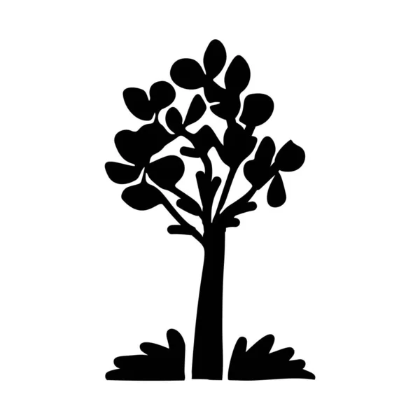 Елементи Дизайну Дерева Лінолеуму Векторному Сканді Чорно Білий Ліс Символ — стоковий вектор