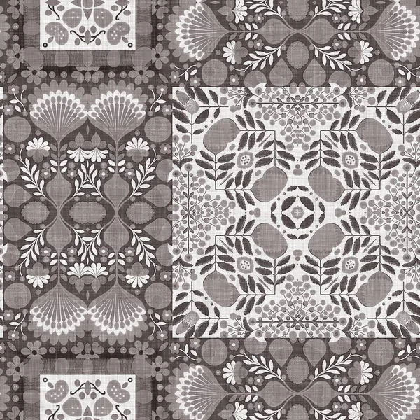 Country Cottage Grey Intricate Damask Seamless Pattern Tone French Style — Fotografia de Stock