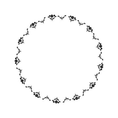 Beyaz arka planda izole edilmiş garip vektör tarzında çiçek çelengi. Eğlenceli antika grafikleri için dekoratif çerçeveler