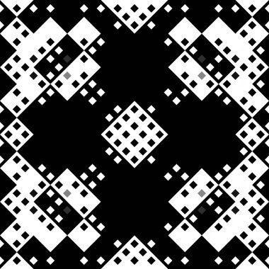 Monokrom piksel dikişsiz desen. Dijital arkaplan için retro biçiminde Geometrik retro tasarımı
