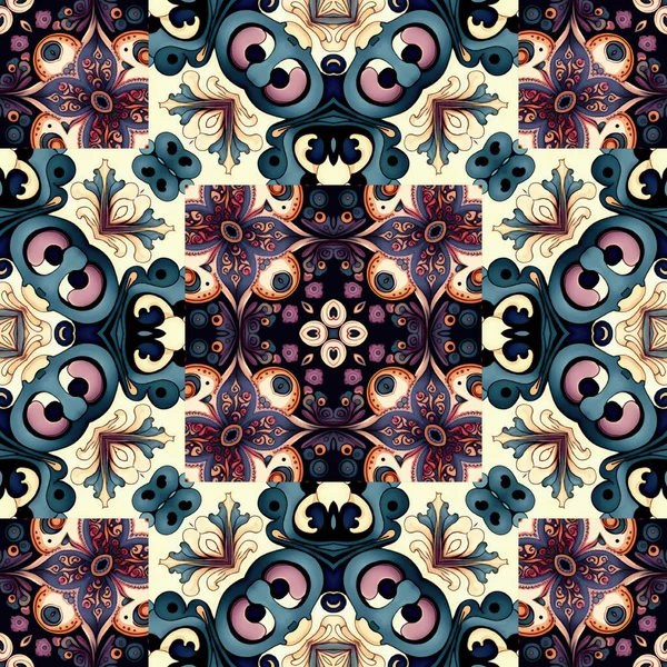 Ornamental Victorian Seamless Wallpaper Roccoco Style Repeat Tile Ornate Botanical — Fotografia de Stock