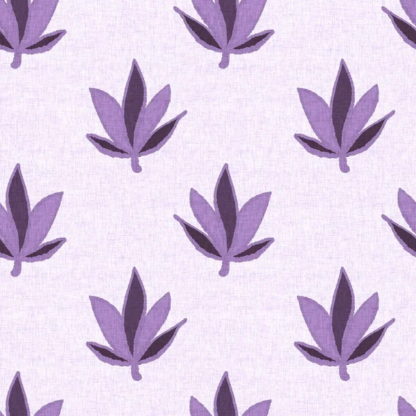 中性紫色植物叶状无缝栅格背景 简单的异想天开的2调模式 儿童花圃壁纸或丑闻随处可见 — 图库照片