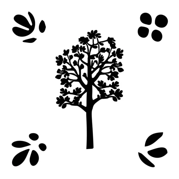 Éléments Conception Linogravure Dans Style Scandi Vectoriel Symbole Forêt Noire — Image vectorielle