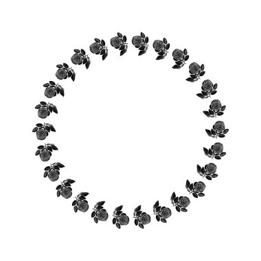 Beyaz arka planda izole edilmiş garip vektör tarzında çiçek çelengi. Eğlenceli antika grafikleri için dekoratif çerçeveler