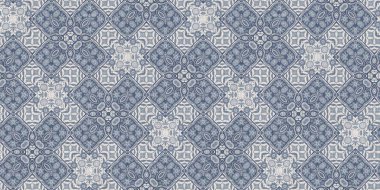 Farm house blue intricate damask seamless border. Tonal french country cottage style trim. Simple rustic fabric textile for shabby chic patchwork