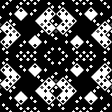 Monokrom piksel dikişsiz desen. Dijital arkaplan için retro biçiminde Geometrik retro tasarımı