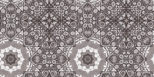 Country Cottage Grey Intricate Damask Seamless Border Tone French Style —  Fotos de Stock