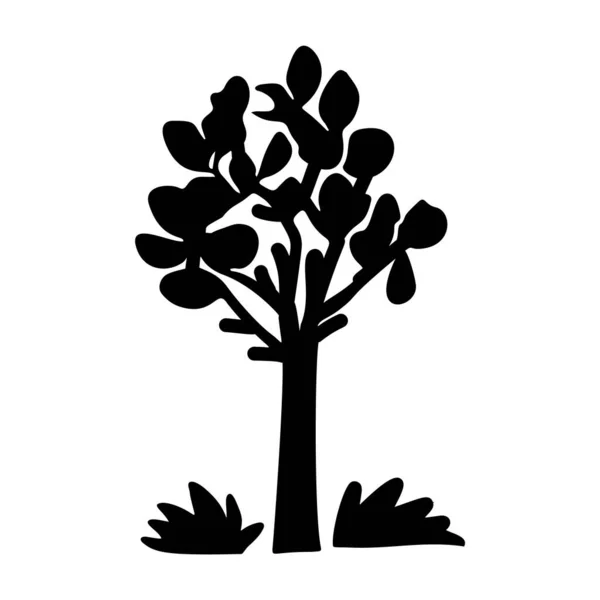Елементи Дизайну Дерева Лінолеуму Векторному Сканді Чорно Білий Ліс Символ — стоковий вектор