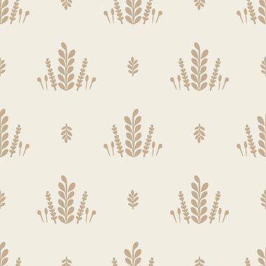 Garip yaprak filizi lino motif vektör desenini kesti. Skandi arkaplanı için kaprisli yaprak tasarımının kusursuz dekorasyonu