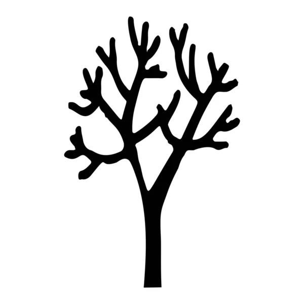 Linocut Tree Design Elements Vector Scandi Style Black White Forest — Stock Vector