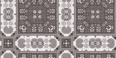 Country cottage grey intricate damask seamless border. 2 Tone french style ribbon. Simple rustic fabric textile for shabby chic patchwork