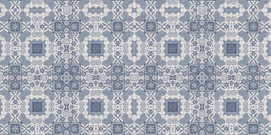 Farm house blue intricate damask seamless border. Tonal french country cottage style trim. Simple rustic fabric textile for shabby chic patchwork