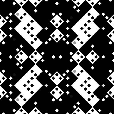 Monokrom piksel dikişsiz desen. Dijital arkaplan için retro biçiminde Geometrik retro tasarımı
