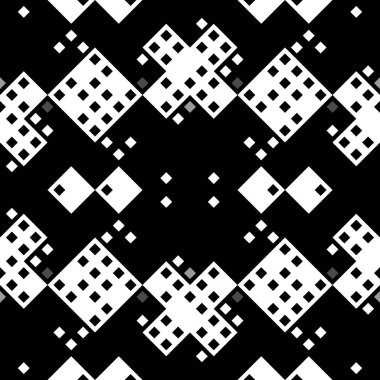 Monokrom piksel dikişsiz desen. Dijital arkaplan için retro biçiminde Geometrik retro tasarımı