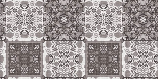 Country Cottage Grey Retro Damask Seamless Border Tone French Style — 图库照片