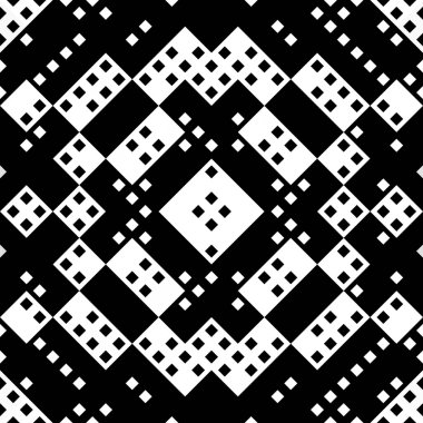 Monokrom piksel dikişsiz desen. Dijital arkaplan için retro biçiminde Geometrik retro tasarımı