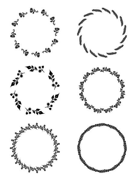 Utsmyckad Blommig Krans Illustration Set Vektor Samling Antika Vektor Ram — Stock vektor