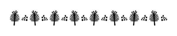 矢量横幅中花园室外树叶的图解 单色黑白叶面装饰边框 白色背景隔离 — 图库矢量图片