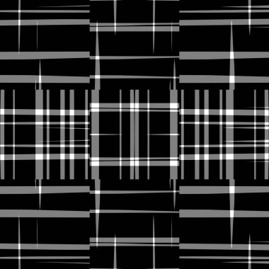 Siyah ve beyaz modern ekose desenli. Retro duvar kâğıdı için kusursuz tek renkli tartan tasarımı