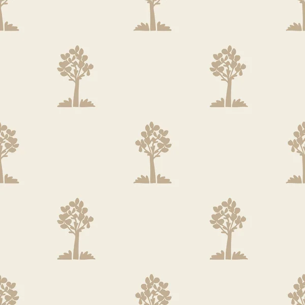 Forêt Bizarre Arbre Lino Coupe Motif Vectoriel Décoration Sans Couture — Image vectorielle